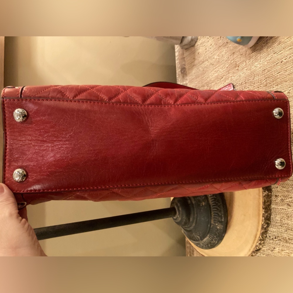 MICHAEL KORS HIPPIE GROMMET HAMILTON SATCHEL TOTE QUILTED LG CROSSBODY‎ RED $458 - Picture 9 of 11